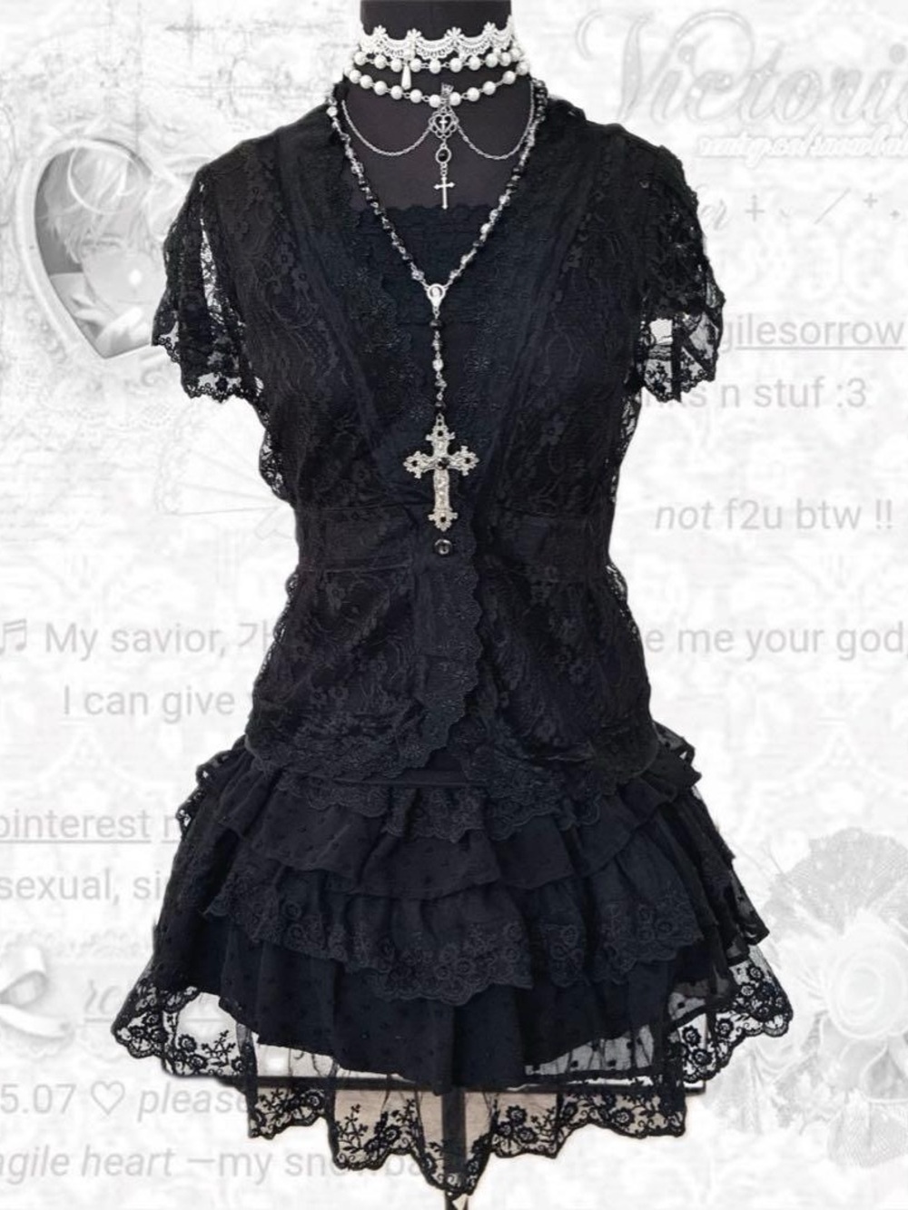 moving sale 💕 - j-fashion black lace dark coquette top